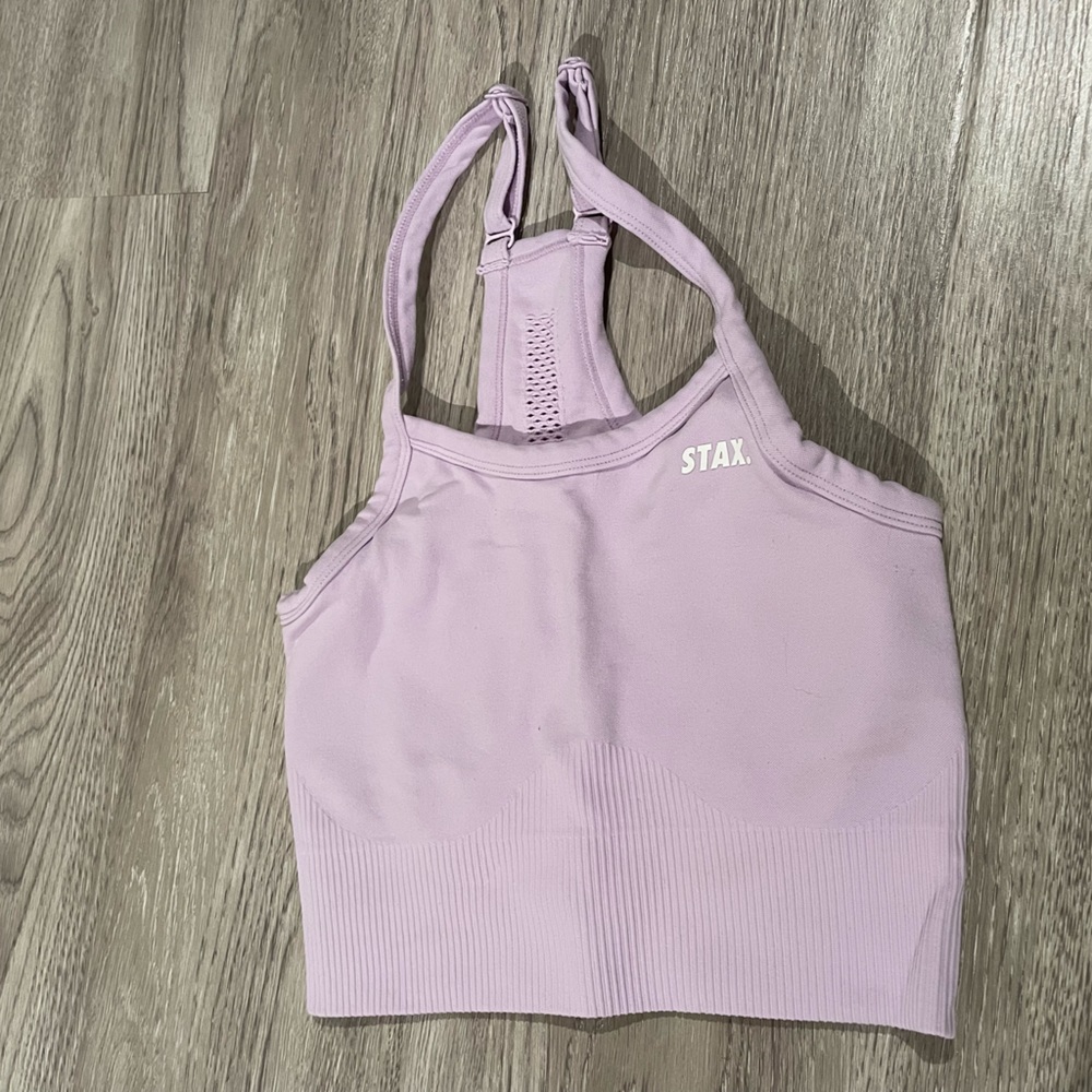 Stax lavender-purple crop top sports bra